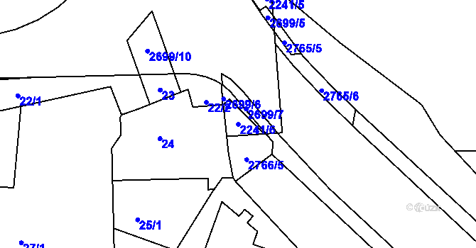 Parcela st. 2241/6 v KÚ Hostivař, Katastrální mapa