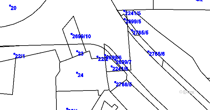 Parcela st. 2699/6 v KÚ Hostivař, Katastrální mapa