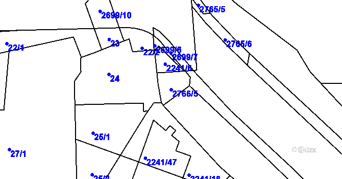 Parcela st. 2766/5 v KÚ Hostivař, Katastrální mapa