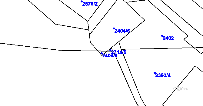 Parcela st. 2404/8 v KÚ Hostivař, Katastrální mapa