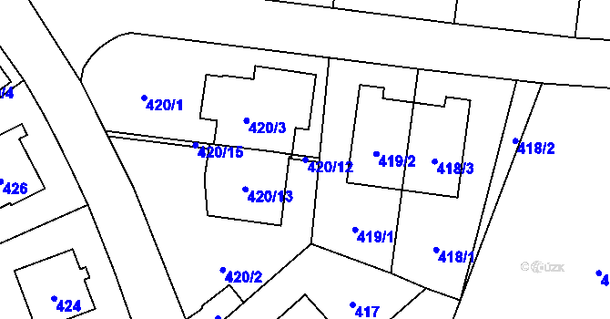 Parcela st. 420/12 v KÚ Hostivař, Katastrální mapa