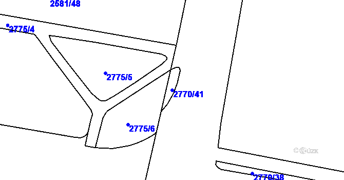 Parcela st. 2770/41 v KÚ Hostivař, Katastrální mapa