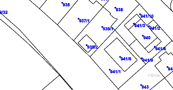 Parcela st. 939/2 v KÚ Hostivař, Katastrální mapa