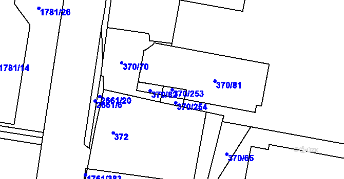 Parcela st. 370/253 v KÚ Hostivař, Katastrální mapa