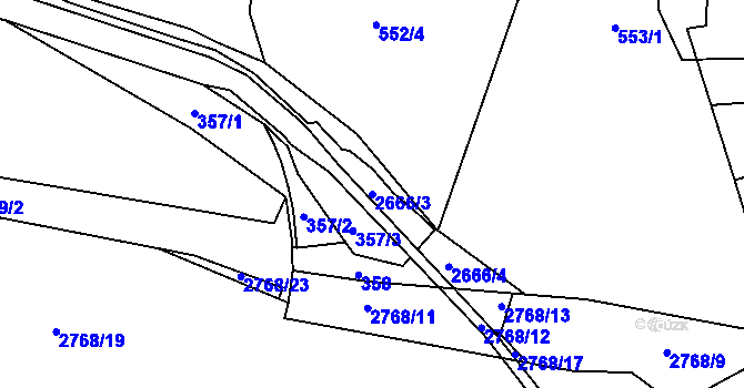 Parcela st. 2666/3 v KÚ Hostivař, Katastrální mapa