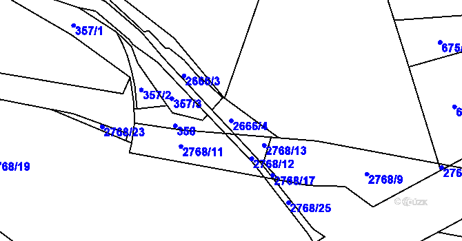 Parcela st. 2666/4 v KÚ Hostivař, Katastrální mapa