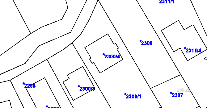 Parcela st. 2300/4 v KÚ Hostivař, Katastrální mapa