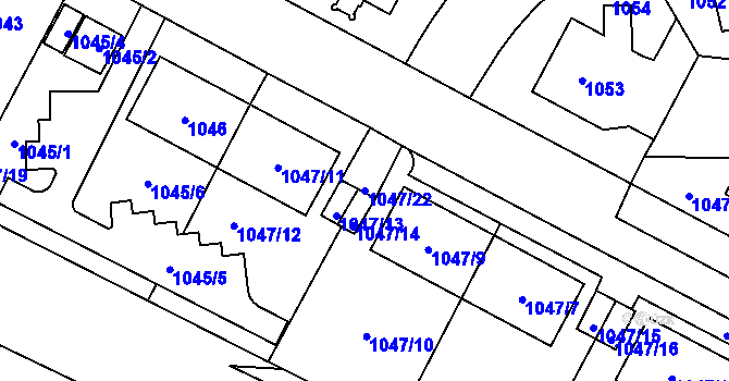 Parcela st. 1047/22 v KÚ Hostivař, Katastrální mapa