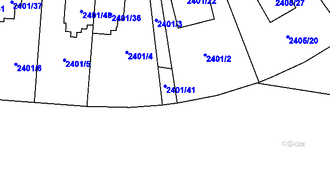 Parcela st. 2401/41 v KÚ Hostivař, Katastrální mapa