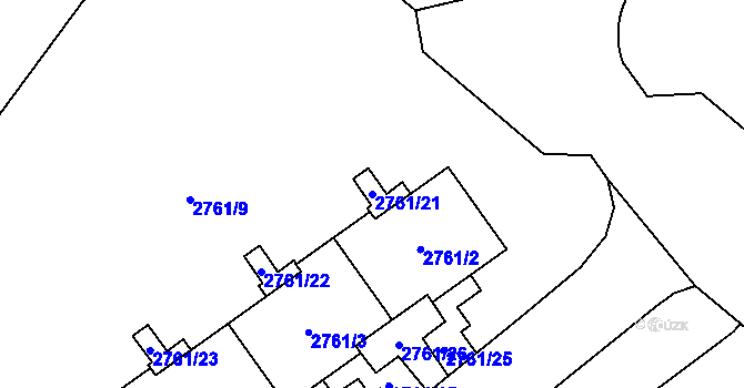 Parcela st. 2761/21 v KÚ Hostivař, Katastrální mapa