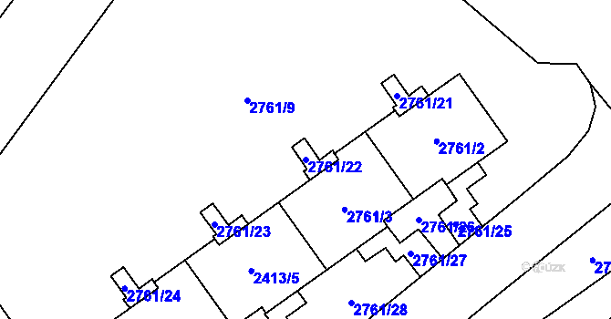 Parcela st. 2761/22 v KÚ Hostivař, Katastrální mapa