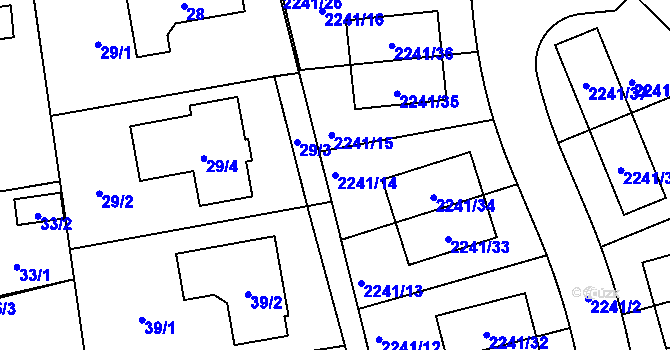 Parcela st. 2241/14 v KÚ Hostivař, Katastrální mapa