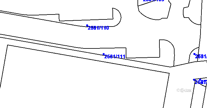 Parcela st. 2581/111 v KÚ Hostivař, Katastrální mapa