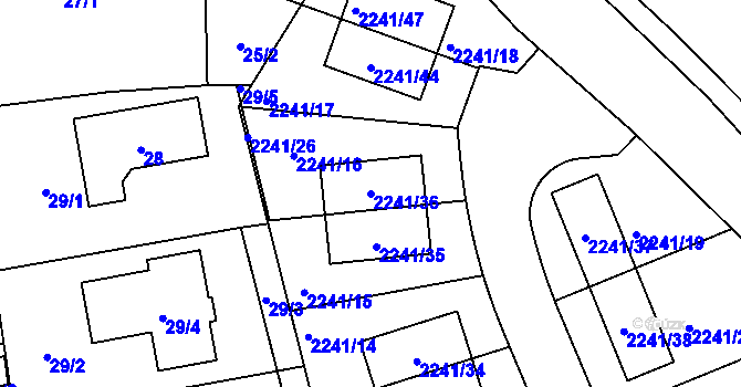 Parcela st. 2241/36 v KÚ Hostivař, Katastrální mapa