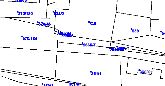 Parcela st. 2666/7 v KÚ Hostivař, Katastrální mapa