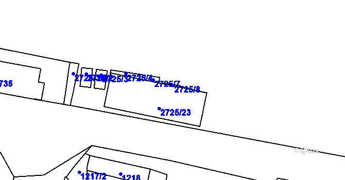 Parcela st. 2725/26 v KÚ Hostivař, Katastrální mapa