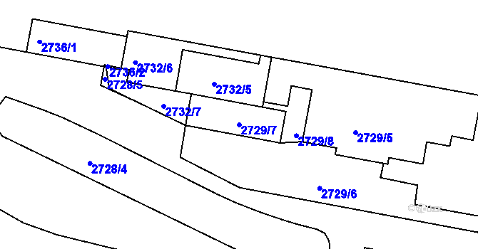 Parcela st. 2729/7 v KÚ Hostivař, Katastrální mapa