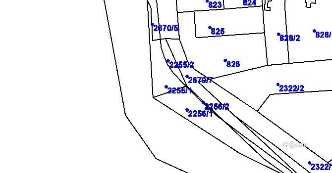 Parcela st. 2255/1 v KÚ Hostivař, Katastrální mapa