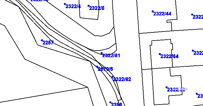 Parcela st. 2322/81 v KÚ Hostivař, Katastrální mapa