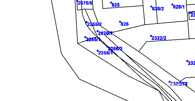 Parcela st. 2256/1 v KÚ Hostivař, Katastrální mapa