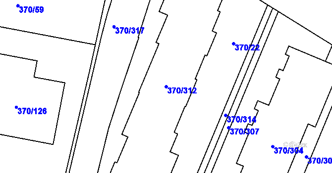 Parcela st. 370/312 v KÚ Hostivař, Katastrální mapa