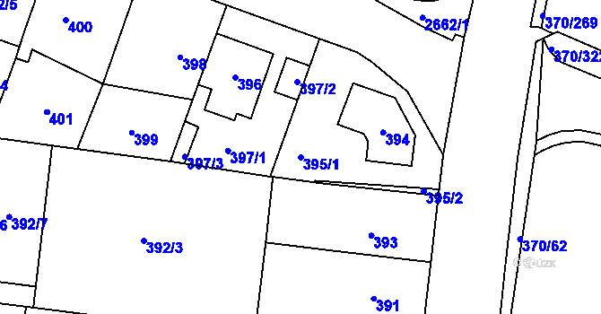 Parcela st. 395/1 v KÚ Hostivař, Katastrální mapa