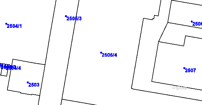 Parcela st. 2506/4 v KÚ Hostivař, Katastrální mapa