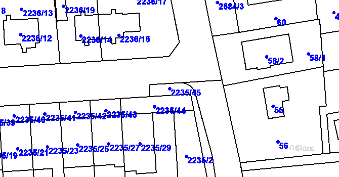 Parcela st. 2235/45 v KÚ Hostivař, Katastrální mapa