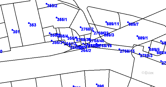 Parcela st. 2768/39 v KÚ Hostivař, Katastrální mapa