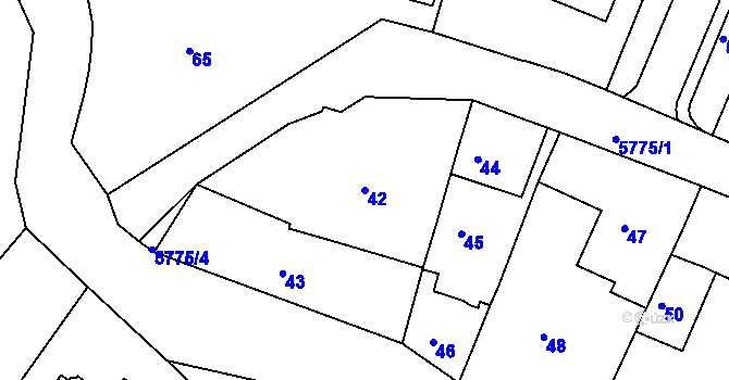 Parcela st. 42 v KÚ Záběhlice, Katastrální mapa
