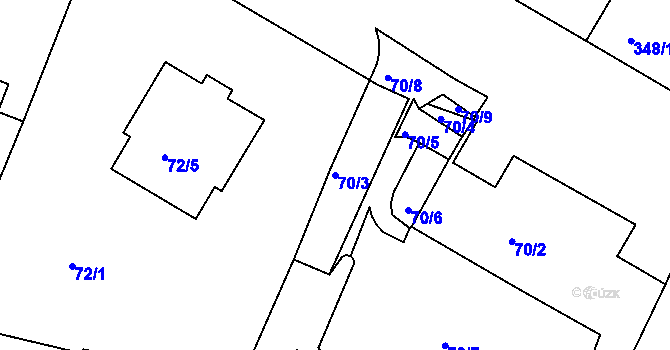 Parcela st. 70/3 v KÚ Záběhlice, Katastrální mapa