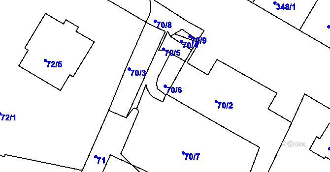 Parcela st. 70/6 v KÚ Záběhlice, Katastrální mapa