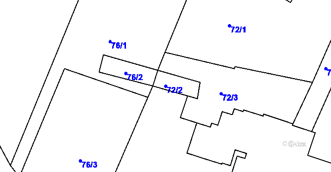 Parcela st. 72/2 v KÚ Záběhlice, Katastrální mapa