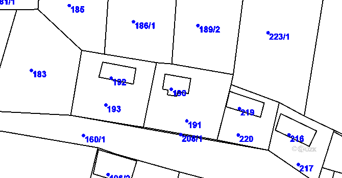 Parcela st. 190 v KÚ Záběhlice, Katastrální mapa