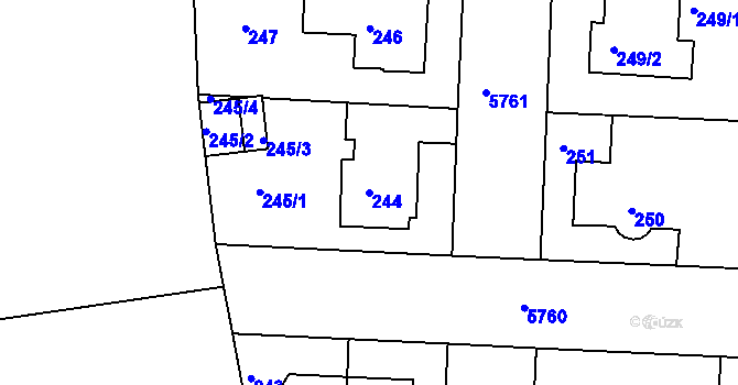 Parcela st. 244 v KÚ Záběhlice, Katastrální mapa