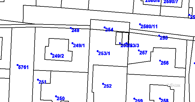 Parcela st. 253/1 v KÚ Záběhlice, Katastrální mapa