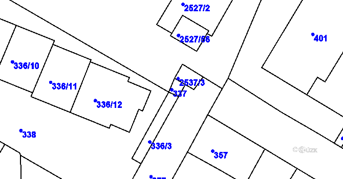 Parcela st. 337 v KÚ Záběhlice, Katastrální mapa