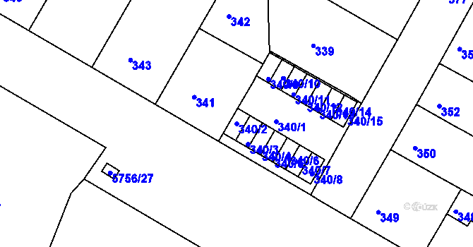 Parcela st. 340/2 v KÚ Záběhlice, Katastrální mapa