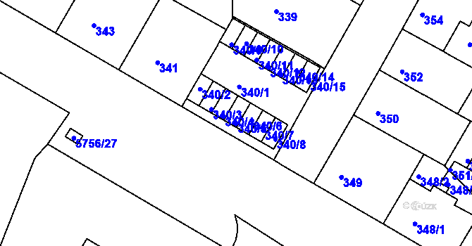 Parcela st. 340/5 v KÚ Záběhlice, Katastrální mapa