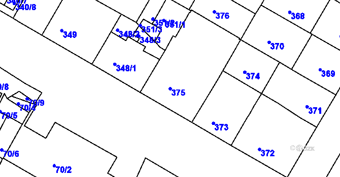 Parcela st. 375 v KÚ Záběhlice, Katastrální mapa