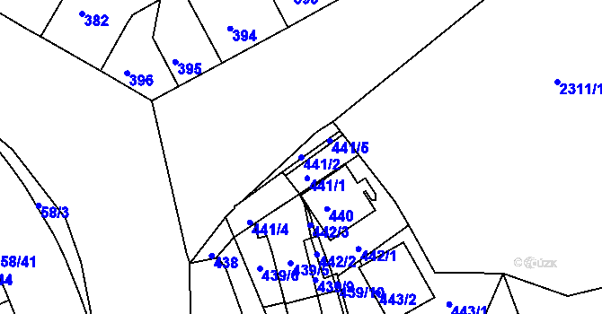 Parcela st. 441/2 v KÚ Záběhlice, Katastrální mapa