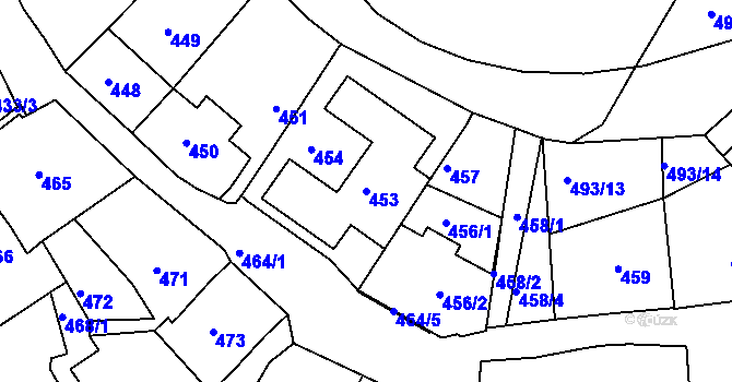 Parcela st. 453 v KÚ Záběhlice, Katastrální mapa