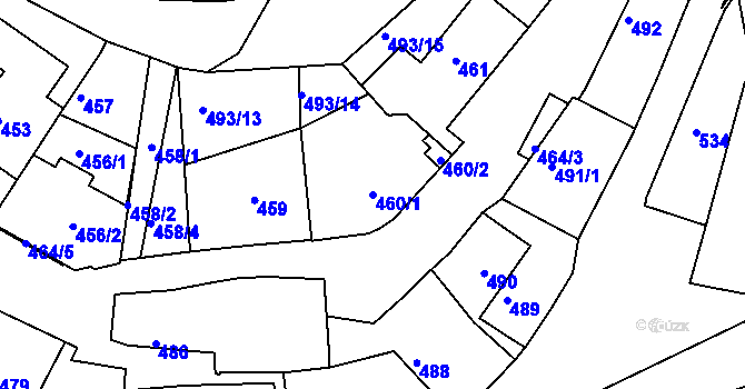 Parcela st. 460/1 v KÚ Záběhlice, Katastrální mapa