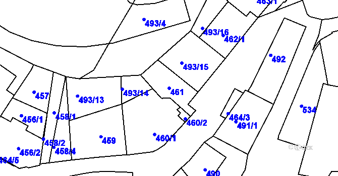 Parcela st. 461 v KÚ Záběhlice, Katastrální mapa