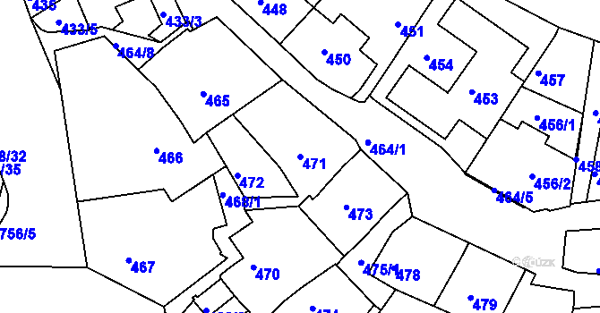 Parcela st. 471 v KÚ Záběhlice, Katastrální mapa
