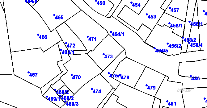 Parcela st. 473 v KÚ Záběhlice, Katastrální mapa