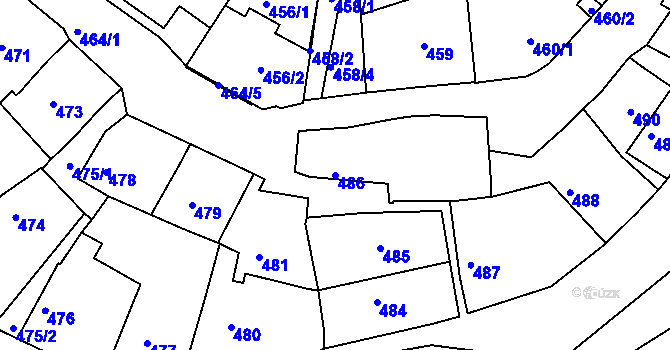 Parcela st. 486 v KÚ Záběhlice, Katastrální mapa
