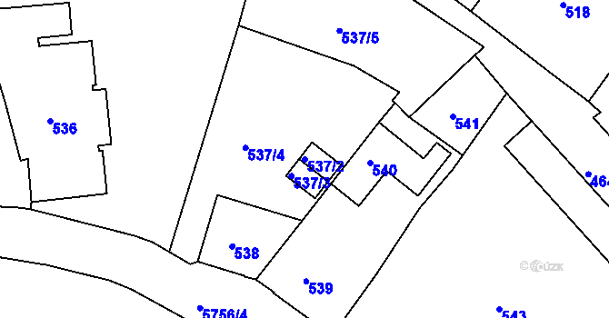 Parcela st. 537/2 v KÚ Záběhlice, Katastrální mapa