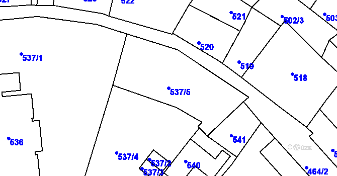 Parcela st. 537/5 v KÚ Záběhlice, Katastrální mapa