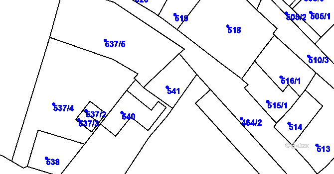 Parcela st. 541 v KÚ Záběhlice, Katastrální mapa